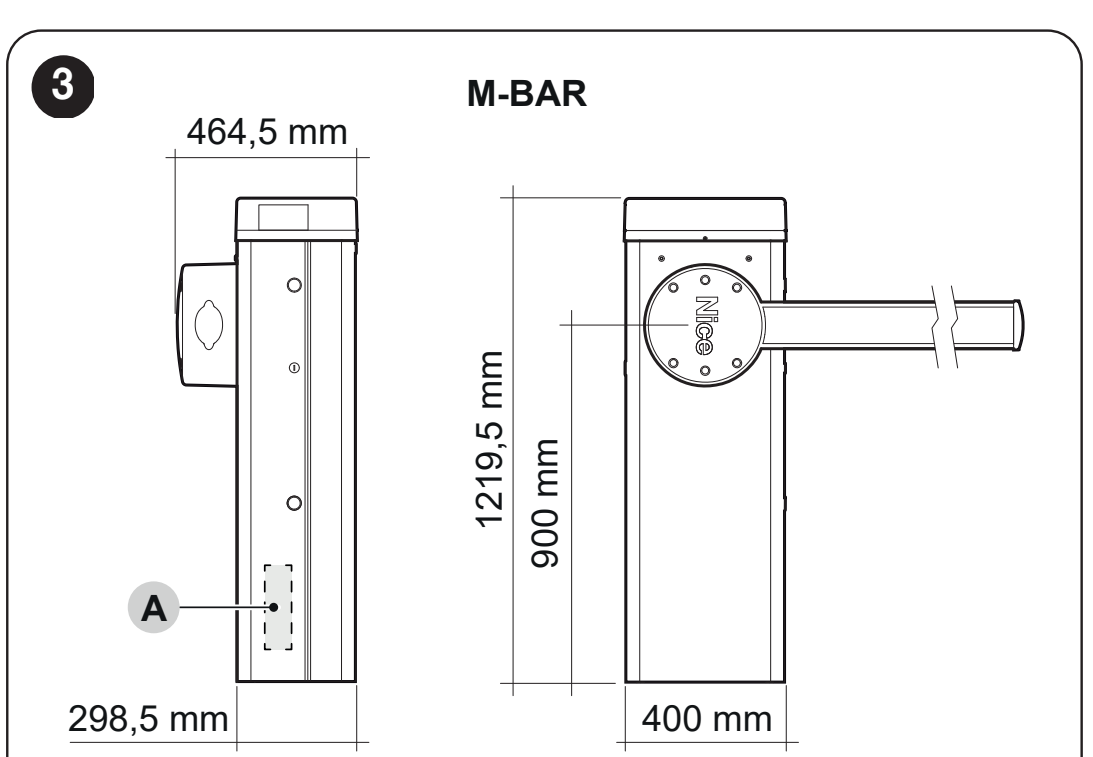 NICE M-BAR – originálne rozmery skrine a poloha výrobného štítku NICE M-BAR – originálne rozmery skrine a poloha výrobného štítku