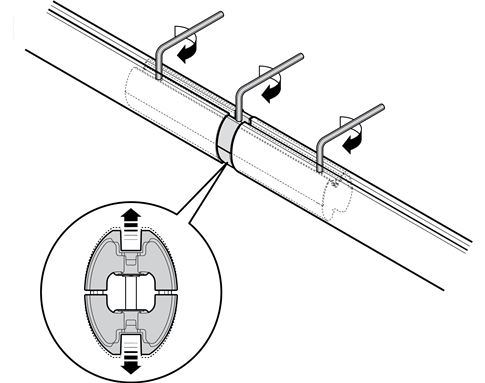 2. Povoľte všetky tri skrutky v spojke XBA9, aby sa roztiahli rovnakým spôsobom a pritlačili sa na ramená z vnútornej strany: