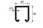 INOX C-profil pre závesnú bránu 42×52×2,5, nerezový