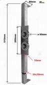Bočné vedenie pre posuvné oblúkové brány, pozinkované, rozostup pre profil šírky 30mm