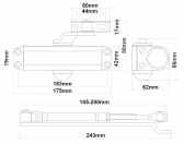 Hydraulický zatvárač (163x42x62mm) max.dl. 900mm / 60kg, INOXOVÝ