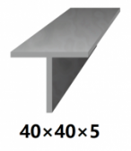 Oceľová tyč tvaru T 40x40x5 (T-profil), bez povrchovej úpravy