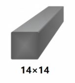 Hranatá štvorcová plná oceľová tyč 14x14 mm (štvorhran), bez povrchovej úpravy