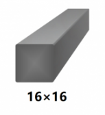 Hranatá štvorcová plná oceľová tyč 16x16 mm (štvorhran), bez povrchovej úpravy