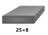 Plochá plná oceľová tyč 25x8 mm (pásovina), bez povrchovej úpravy