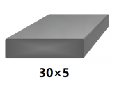 Plochá plná oceľová tyč 30x5 mm (pásovina), bez povrchovej úpravy