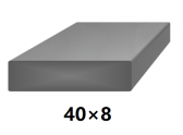 Plochá plná oceľová tyč 40x8 mm (pásovina), bez povrchovej úpravy