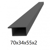 Joklový profil uzavretý tvaru L 70x34x55x2, s výstupkom, bez povrchovej úpravy