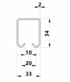 INOX C-profil pre závesnú bránu 33×34×2,0 , nerezový
