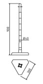 4040KB reťazový stĺpik okrúhly 40x900, plastový, mobilný, betónová záťaž, biela/červena