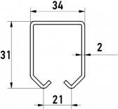 C-profil pre závesnú bránu 34×31×2,0