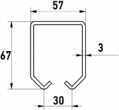 C-profil pre závesnú bránu 57×67×3,0