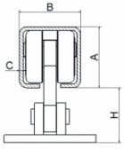 Vozík výkyvný bez regulácie, 5 roliek s montážnou doskou