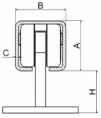 Vozík pevný bez regulácie 3 rolky, doska A