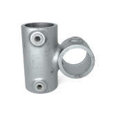 Pozinkovaná predĺžená spojka pre trubky 42,4 mm, tvar kontinuálny kríž, uhol medzi trubkami 90°