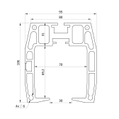 C-profil 95x106 mm - prírodný hliník bez povrchovej úpravy