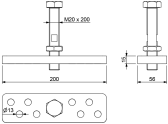 CAIS Horná nastaviteľná konzola M20, pre vozík 95x86x5mm, GD200