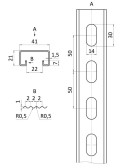 Dierovaný montážny C-profil 41x21x1,5, pozinkovaný