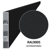 Hliníková plotová lamela 100x16 mm, tvar obdĺžnik, čierna RAL9005, so štruktúrou