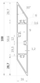 Hliníková plotová lamela 108x16 mm, tvar kosodĺžnik