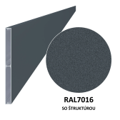 Hliníková plotová lamela 200x16 mm, tvar obdĺžnik, antracit (RAL7016) so štruktúrou