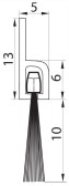 Hliníková tesniaca lišta s nylonovou kefou, vlas dĺžky 10 mm, bočná, 1m