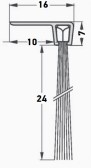 Hliníková tesniaca lišta s nylonovou kefou, vlas dĺžky 24 mm, spodná, 1m, hranatá