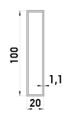 Hliníkový jokel obdĺžnikový 100x20x1,1 mm
