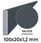 Hliníkový jokel obdĺžnikový 100x20x1,2 mm, antracit RAL7016 so štruktúrou