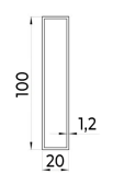 Hliníkový jokel obdĺžnikový 100x20x1,2 mm