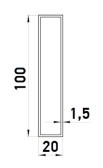 Hliníkový jokel obdĺžnikový 100x20x1,5 mm, antracit RAL7016, hladký povrch