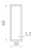 Hliníkový jokel obdĺžnikový 60x20x1,2 mm