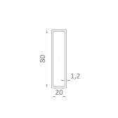 Ορθογώνιος ορθοστάτης αλουμινίου 80x20x1,2 mm, ανθρακί RAL7016 με ανάγλυφη υφή