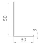 Hliníkový L profil 50x30x3mm, 6m