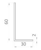 Hliníkový L profil 60x30x2mm, 6m
