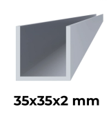 Hliníkový uchytávací profil pre lamely, tvar U, šírka 35 mm