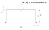 Hliníkový uchytávací profil pre lamely, tvar U, šírka 50 mm, čierna RAL9005, so štruktúrou