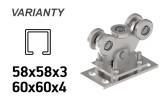 INOX Vozík pre nerezovú posuvnú bránu s 5 rolkami pre C-profil 58x58x3