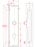 Zámková kazeta pre privarenie na profil 60x40 mm, odskok 34 mm, rozteč 72 mm, Fe