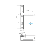 Kľučka s dvomi štítmi, brúsený elox, rozteč 92mm