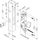 LOCINOX Nerezový zadlabávací zámok pre posuvné brány, odskok 30 mm, zádlab 47 mm, rozteč 92 mm, FIFTYLOCK-LS