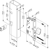 LOCINOX Nerezový zadlabávací zámok pre posuvné brány, odskok 60 mm, zádlab 77 mm, rozteč 92 mm, EIGHTYLOCK-LS