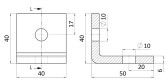 Montážny uholník s dvoma otvormi 90°, pre profily 41x41mm a 41x21mm