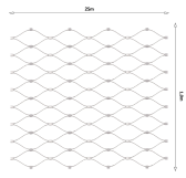 Nerezová lanková sieť s okom 60x104 mm, lanko ø 1,5 mm, 1 m x 25 m
