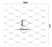 Nerezová lanková sieť s okom 60x104mm, lanko ø2mm, 0,8mx10m, AISI 304, čierna