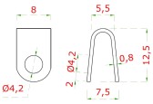 Nerezová lanková spona tvaru U, pre lanko 2mm, 3mm a 4mm, AISI 316