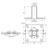 Nerezová spodná konzola pre hliníkový stĺpikový profil AL-SP70