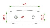 Nerezová vonkajšia spojka, priama, na spojenie dvoch trubiek ⌀12 mm,(20/45mm /M5) AISI304, brus
