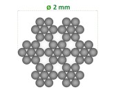 Nerezové lanko Ø2mm, 7x7 drôtov, čierne, INOX AISI316