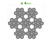 Nerezové lanko Ø4mm, 7x7 drôtov, čierne, INOX AISI316, návin 25 m